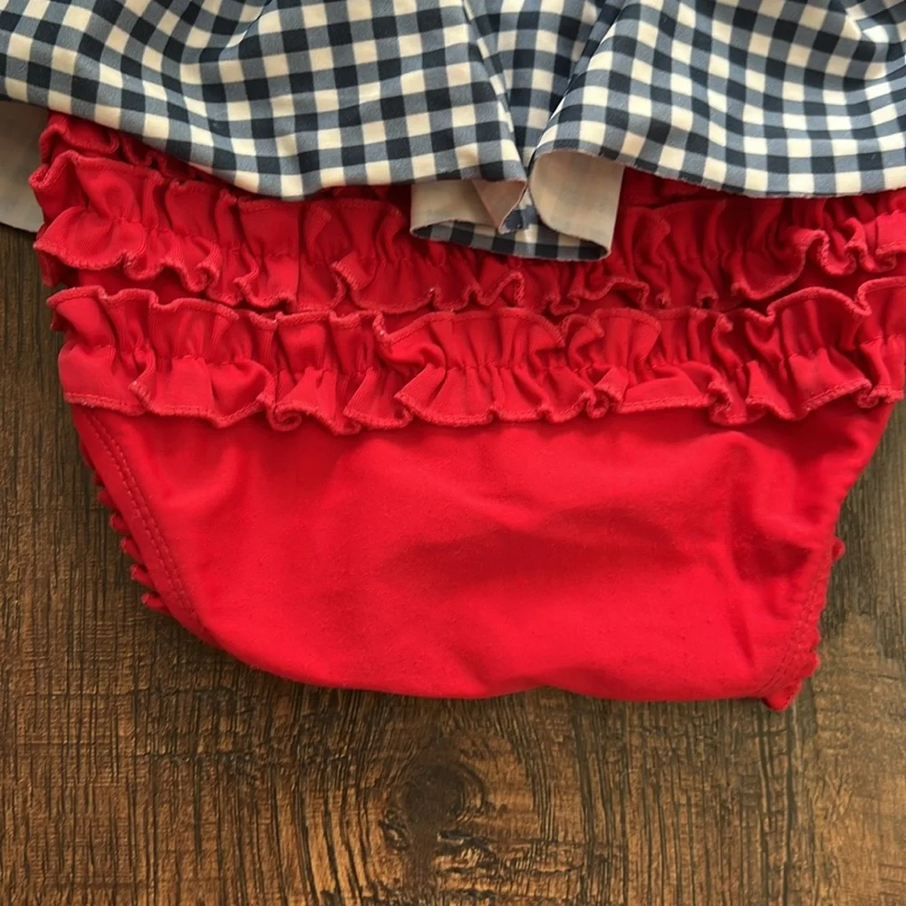 Ruffle Butts Americana gingham peplum rashguard toddler girl swimsuit - Picture 8 of 8